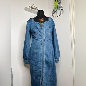 Future Collective Denim Midi split front dress size 16